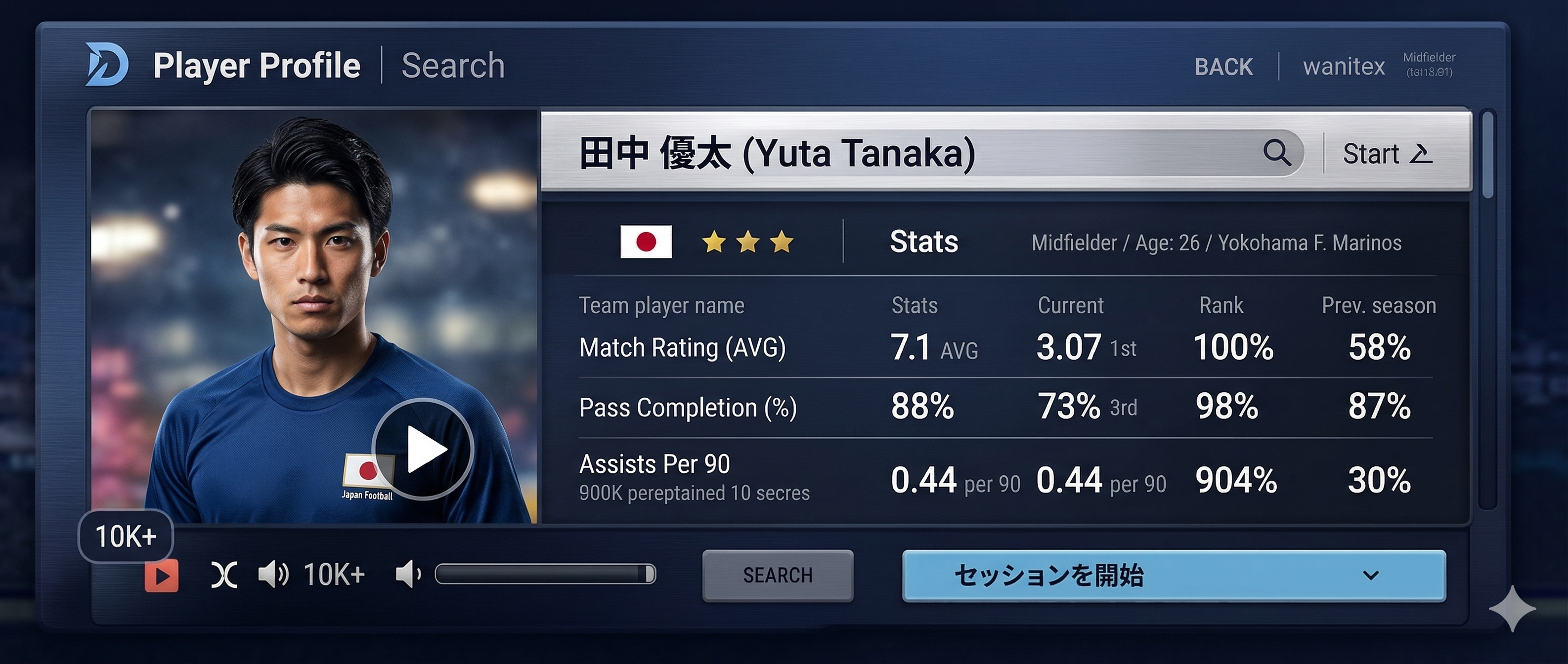 プレイヤープロフィール画面