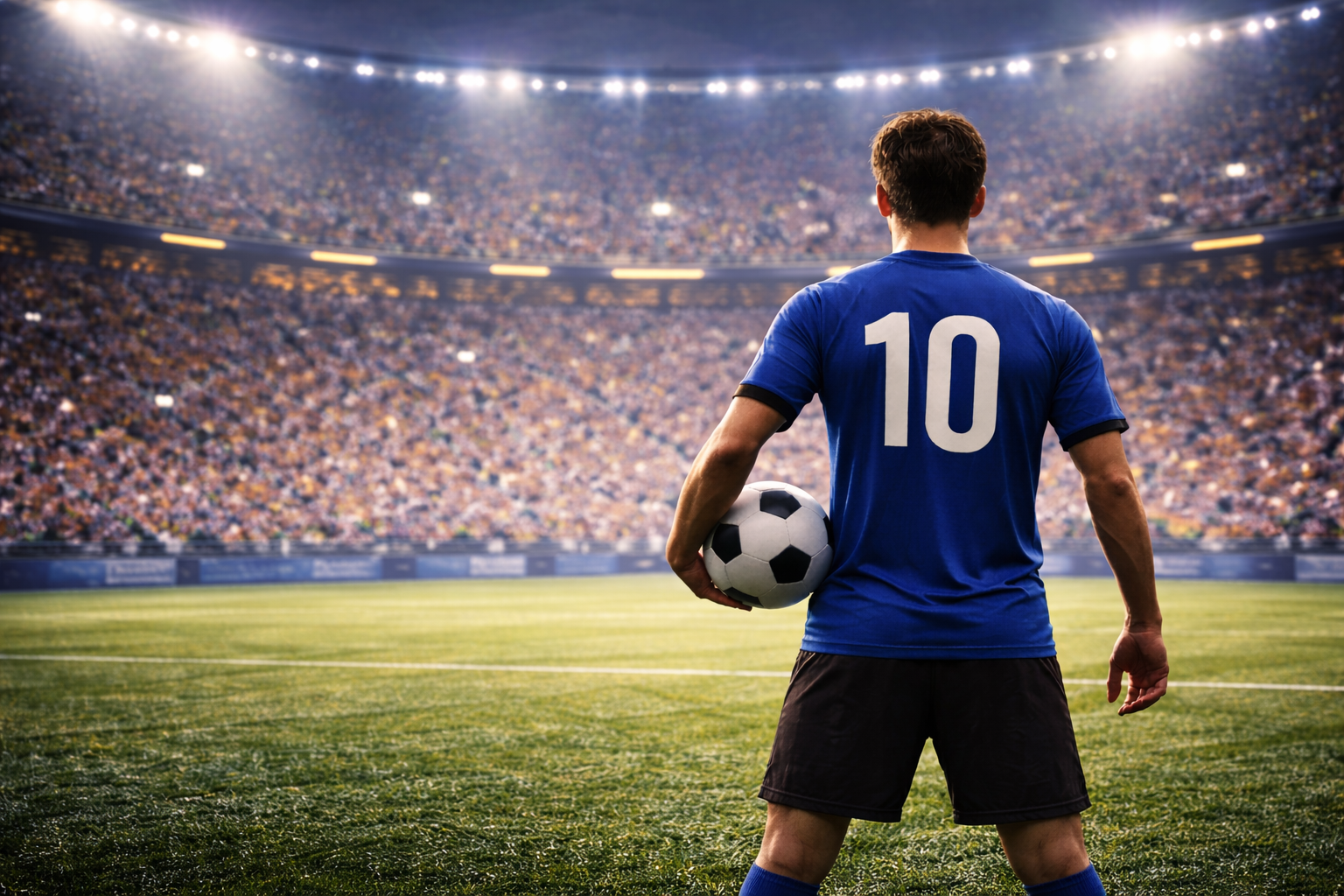 スタジアムでポーズを取る人物